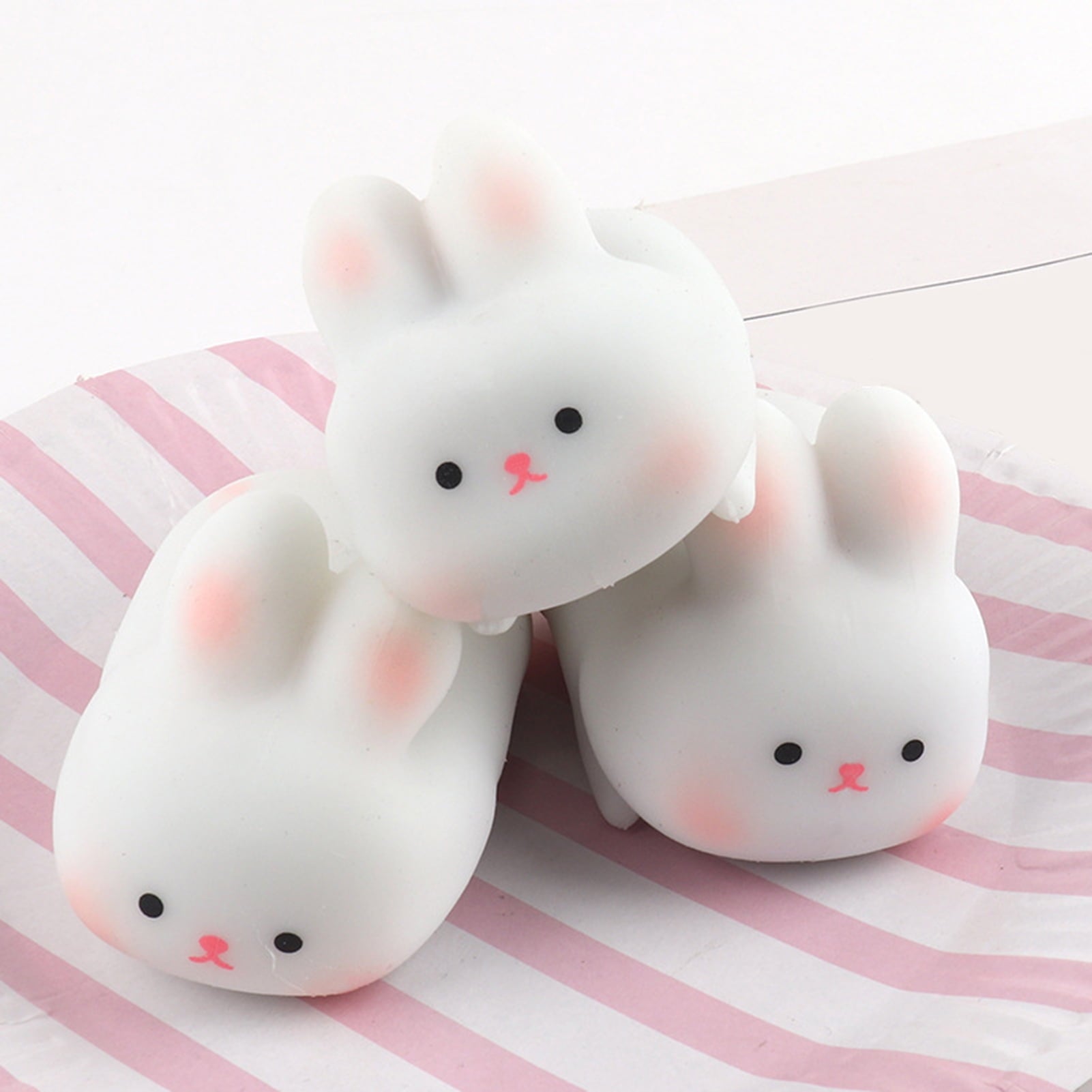 Rabbit Squishes Toy Funny Small Soft TPR Quick Rebound Stress Relief Lovely Animal Bunny Fidget Squeeze Toy Kids Supplies White One Size