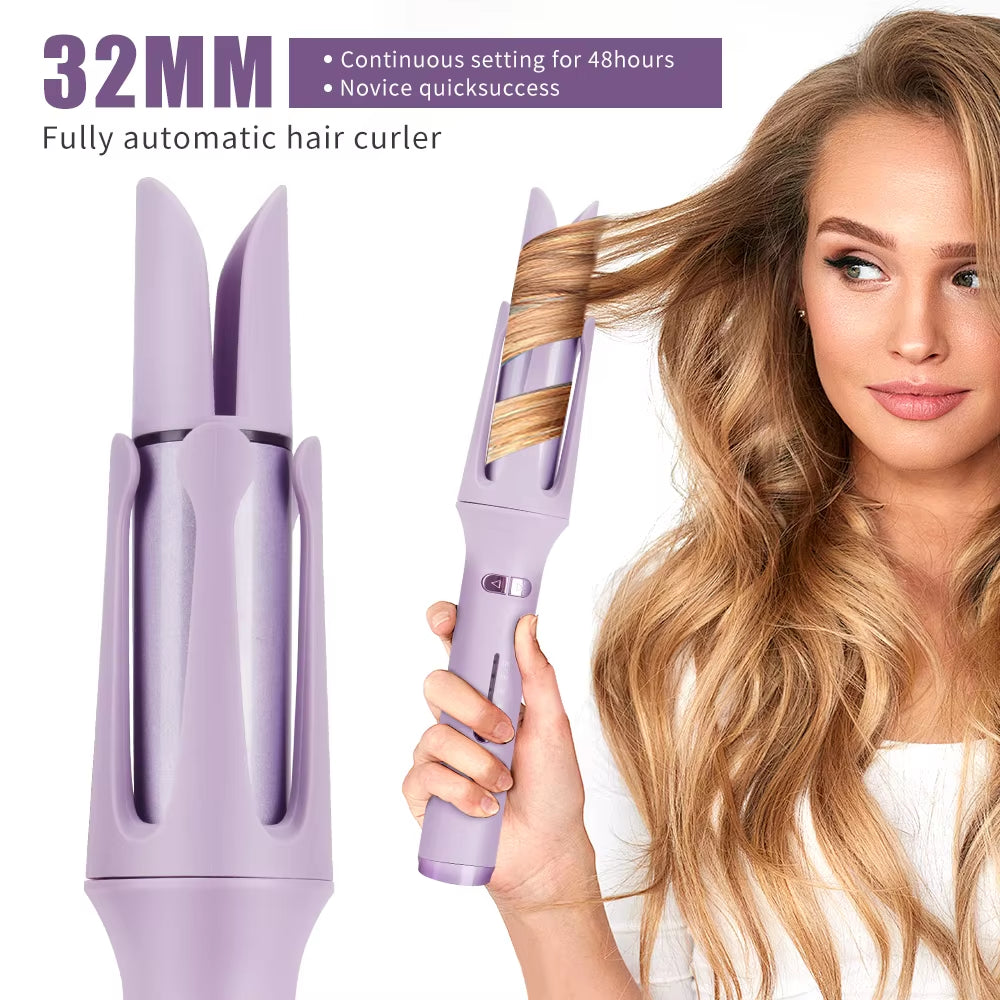 32MM Big Wave Automatic Hair Curler Auto Rotating Ceramic Hair Roller Wand Professional Curling Iron Hair Waver Styling Tools