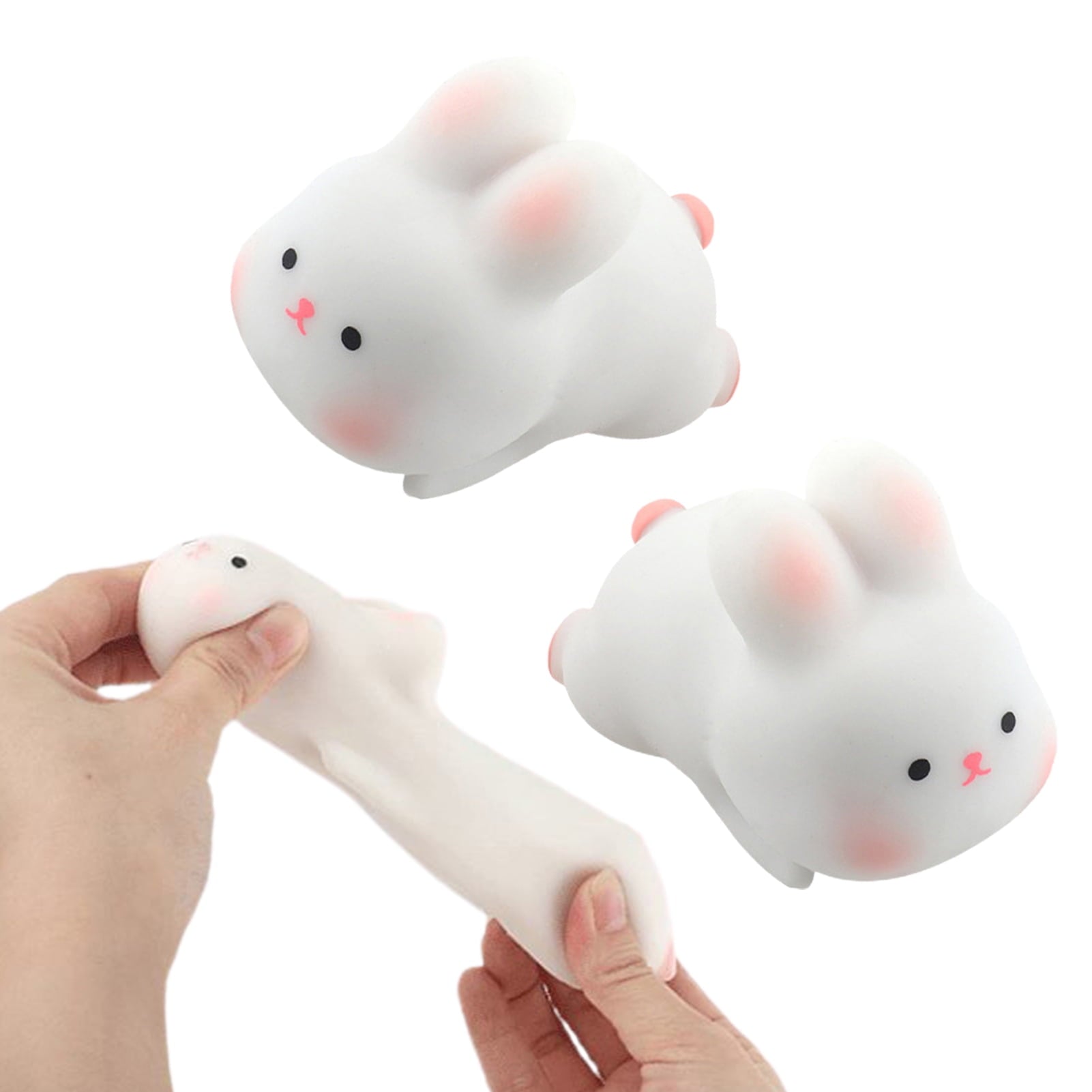 Rabbit Squishes Toy Funny Small Soft TPR Quick Rebound Stress Relief Lovely Animal Bunny Fidget Squeeze Toy Kids Supplies White One Size