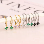 3PCS Exquisite Green Zircon Hanging Earrings Set for Women Stainless Steel Flower Dangle Earring Cartilage Piercing Jewelry