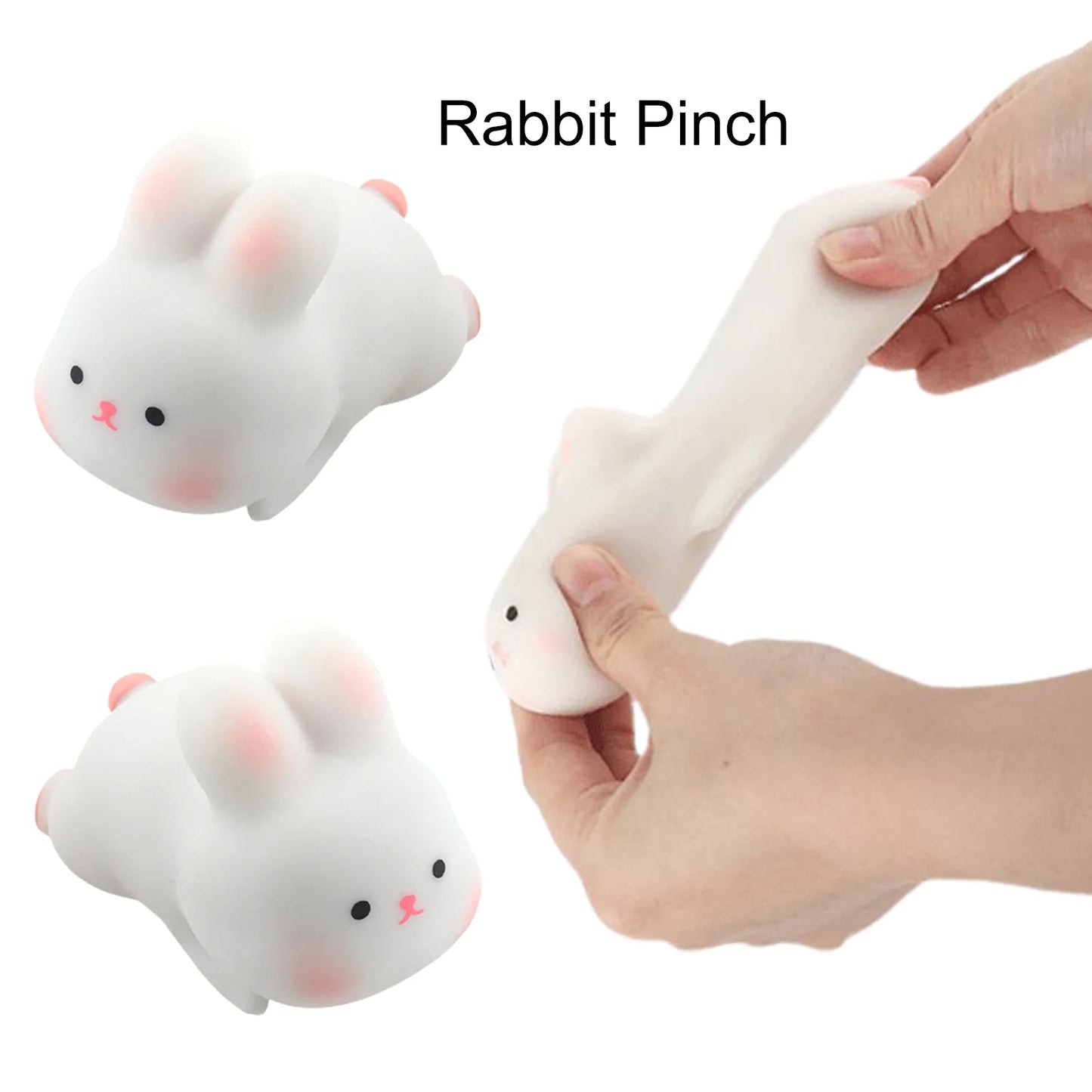 Rabbit Squishy Toy - Funny Small Soft TPR - Quick Rebound - Stress Relief - Cute Animal Bunny Fidget Squeeze Toy - Kids Supplies