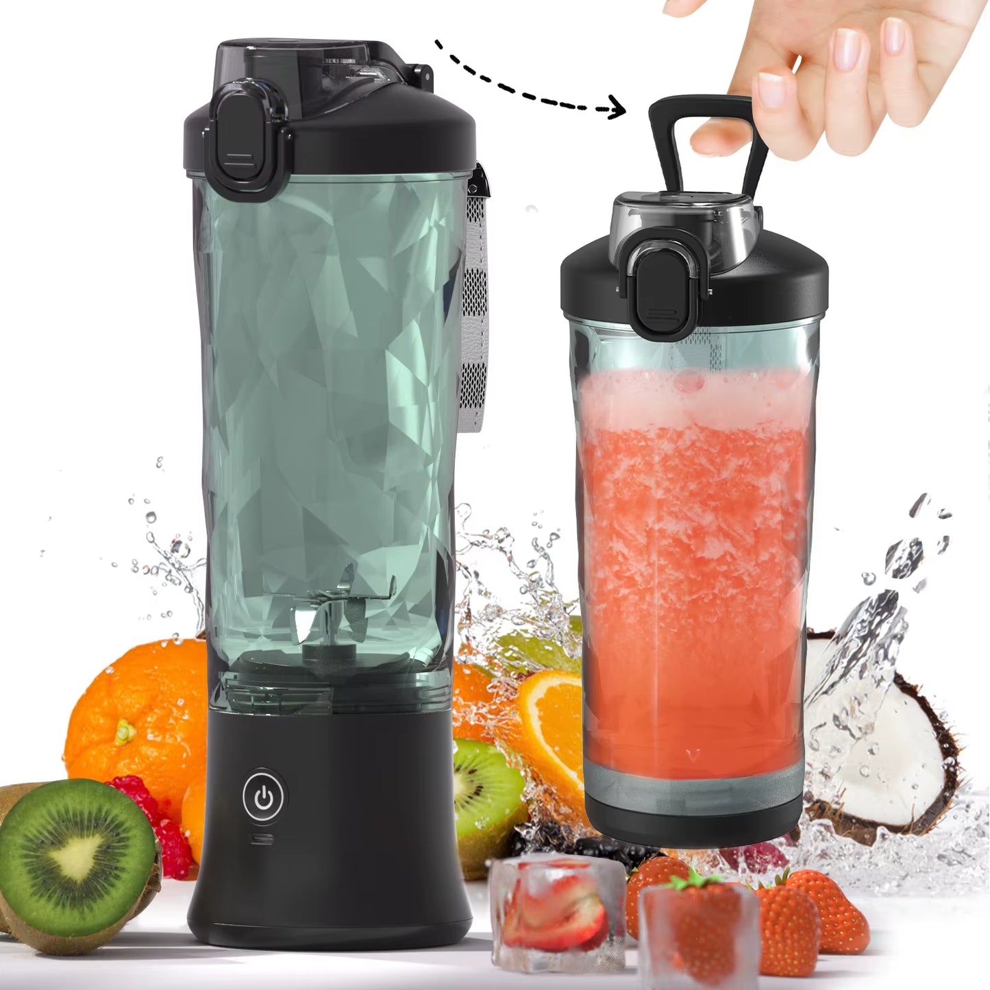 Portable Blender Electric Juicer 600ML Fruit Mixers 4000Mah USB Rechargeable Smoothie Mini Blender Multifunction Juice Maker