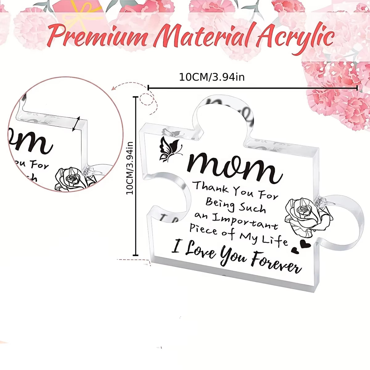 Gifts for Mom from Daughter Son, Mother'S Day Birthday Gifts for Mom Engraved Puzzle Acrylic Plaque , Mom Acrylic Plaque Gifts