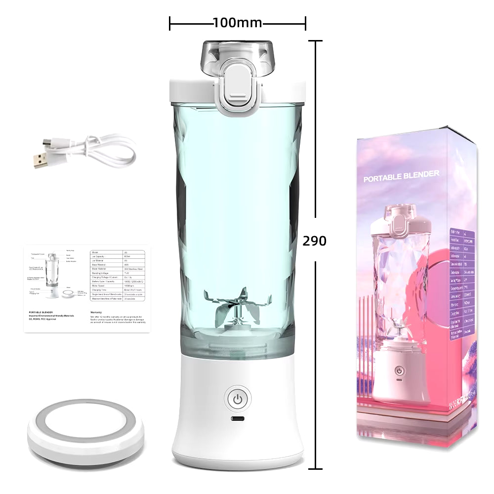 Portable Blender Electric Juicer 600ML Fruit Mixers 4000Mah USB Rechargeable Smoothie Mini Blender Multifunction Juice Maker